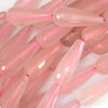 28mm faceted pink jade teardrop beads 15.5