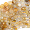 Natural Faceted Golden Healer Quartz Round Beads 15