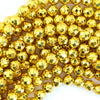 8mm faceted bright gold metallic hematite round beads 15.5