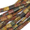 14mm multicolor picasso jasper rectangle pillow beads 15.5