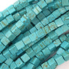 6mm blue turquoise cube beads 15.5