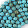 Blue Turquoise Round Beads 15.5