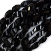 16mm faceted black onyx twist beads 15.5