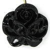 4 pieces 34mm synthetic coral carved rose flower pendant beads black