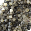 6mm matte black rutilated quartz round beads 15.5