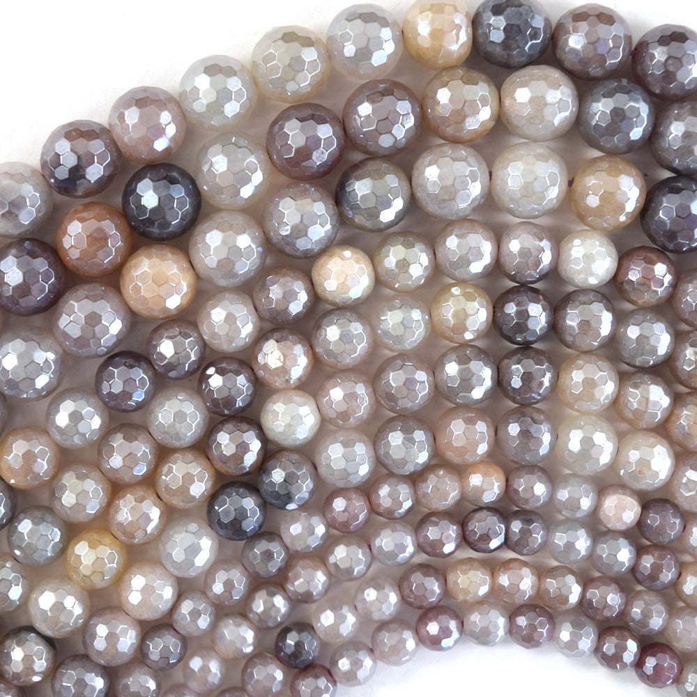 Natural Opal Crystal Quartz Stone Beads Round Faceted Matte